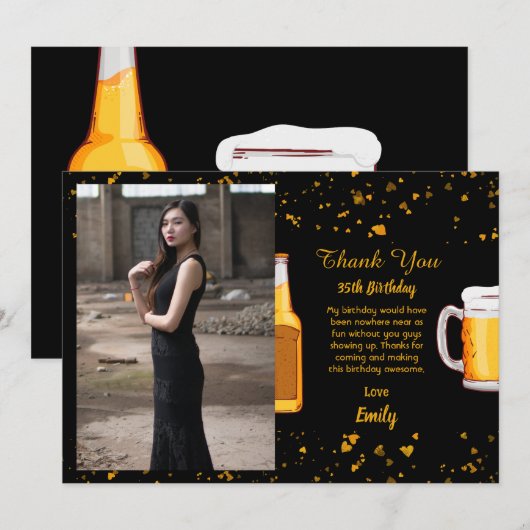Bier Überraschung Geburtstag Dankeschön Karte (Vorne/Hinten)