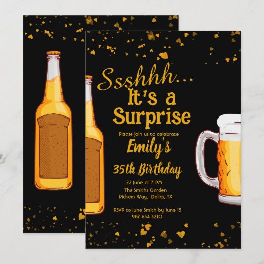 Bier Überraschung Geburtstagsfeier Einladung (Vorne/Hinten)