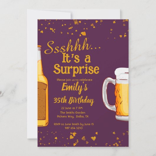 Bier Überraschung Geburtstagsfeier Einladung (Vorderseite)