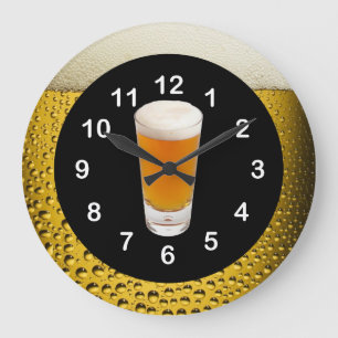 Bier-Uhr Wanduhr Gold Amber