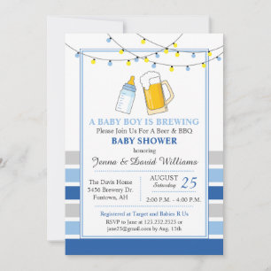 Bier und Baby Shower Einladung Blau