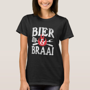 Bier und Braai Lustiger Afrikaans BBQ-Slogan Südaf T-Shirt