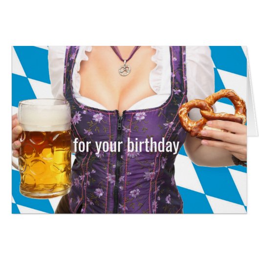 Bier-und Brezel-Geburtstags-Karte (Vorderseite (Horizontal))