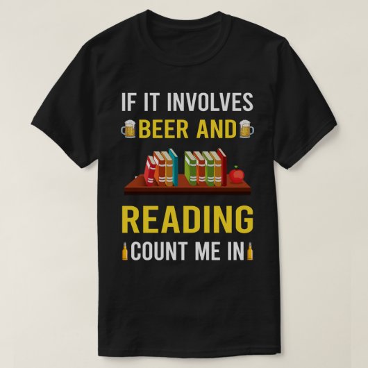 Bier und Buchbücher lesen T-Shirt (Design vorne)