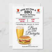 Bier und Burgers GRILLEN Geburtstagsfeier Einladung (Vorderseite)