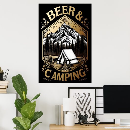 Bier und Camping Poster (Heimbüro)