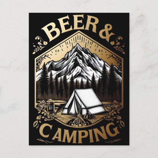 Bier und Camping Postkarte (Vorderseite)