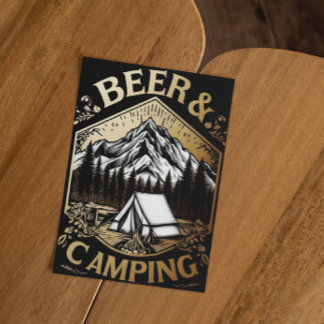 Bier und Camping Postkarte