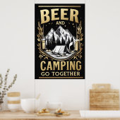 Bier und Camping zusammen Poster (Küche)