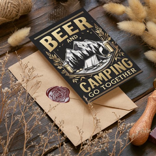 Bier und Camping zusammen Postkarte