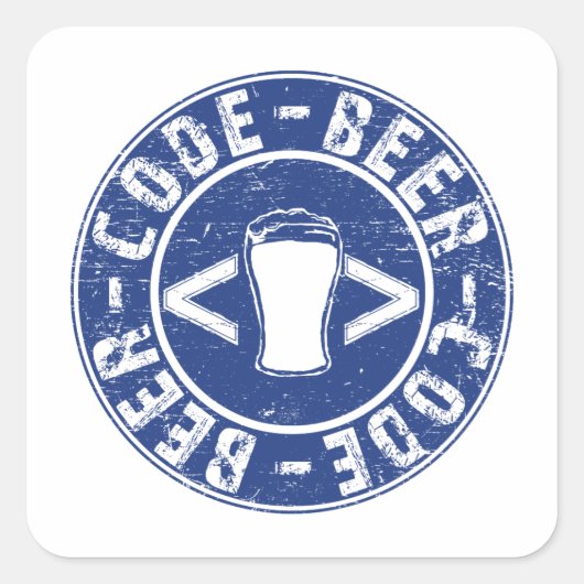 Bier- und Code-Programmierer Quadratischer Aufkleber (Vorderseite)