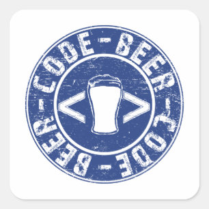 Bier und Code-Programmierer Quadratischer Aufkleber