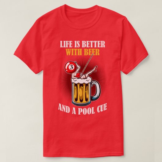Bier und ein Pool Cue Funny Billiard T-Shirt (Design vorne)