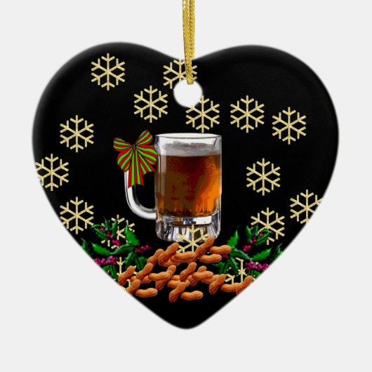 Bier und Erdnüsse Keramik Ornament (Vorne)