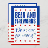 Bier und Feuerwerkskörper 4. Juli Unglaublich witz Einladung (Vorne/Hinten)