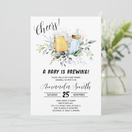 Bier- und Flaschendusche Einladung (Stehend Vorderseite)