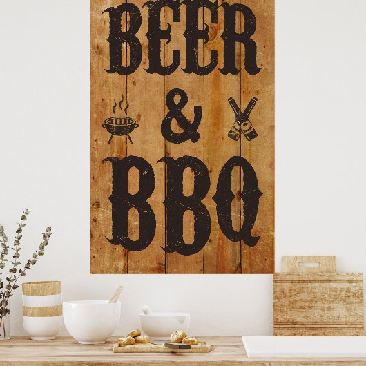 Bier und GRILLEN Poster (Küche)