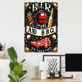 Bier und GRILLEN zusammen Poster (Heimbüro)