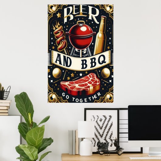 Bier und GRILLEN zusammen Poster (Heimbüro)