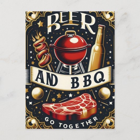 Bier und GRILLEN zusammen Postkarte (Vorderseite)