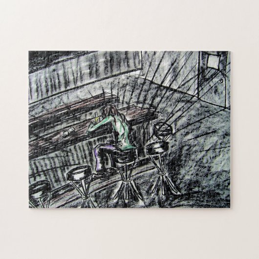 Bier und Leere Bar Holzkohle zeichnend Puzzle (Horizontal)