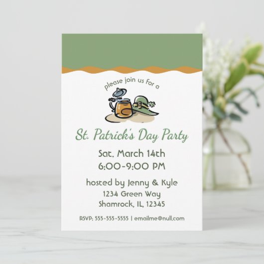 Bier und Leprechaun Einladung (Stehend Vorderseite)