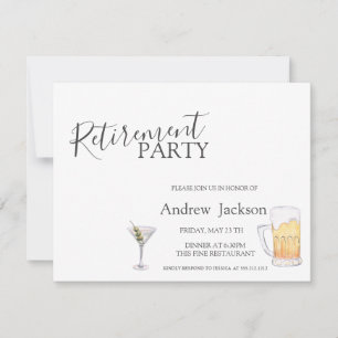 Bier- und Martini-Renten-Party Einladung