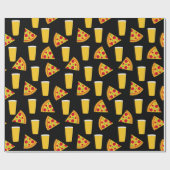Bier und Pizza Gemustert Geschenkpapier (Flach)