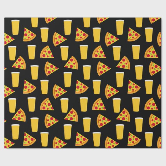 Bier und Pizza Gemustert Geschenkpapier (Flach)