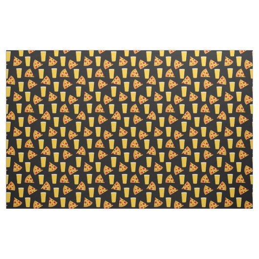Bier und Pizza Gemusterte schwarze Stoffe (Fat Quarter (45,7 x 55,9 cm))