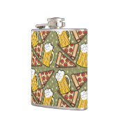 Bier-und Pizza-Grafik-Muster Flachmann (Links)