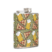 Bier-und Pizza-Grafik-Muster Flachmann (Rechts)