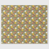 Bier-und Pizza-Grafik-Muster Geschenkpapier (Flach)