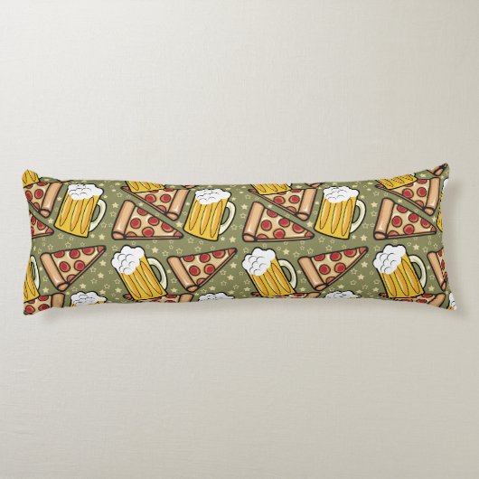 Bier-und Pizza-Grafik-Muster Seitenschläferkissen (Rückseite)