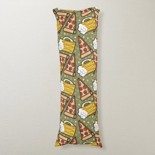 Bier-und Pizza-Grafik-Muster Seitenschläferkissen (Vorderseite Vertikal)