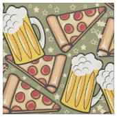 Bier-und Pizza-Grafik-Muster Stoff (Nahaufnahme)
