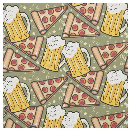 Bier-und Pizza-Grafik-Muster Stoff (Muster)