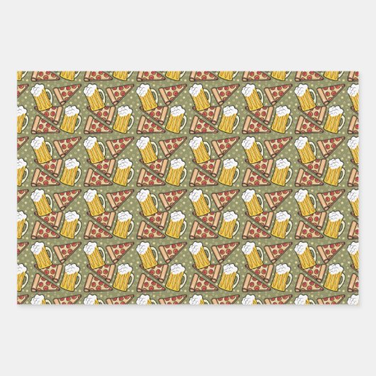 Bier und Pizza Graphtern Geschenkpapier Set (Vorderseite 3)
