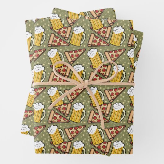 Bier und Pizza Graphtern Geschenkpapier Set (Beispiel)