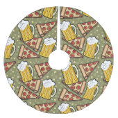 Bier und Pizza Graphtern Polyester Weihnachtsbaumdecke (Vorderseite)