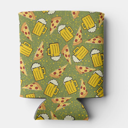 Bier und Pizza Muster Dosenkühler (Rückseite)