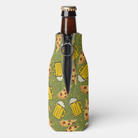Bier und Pizza Muster Flaschenkühler (Flasche Rückseite)