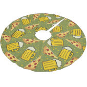 Bier und Pizza Muster Polyester Weihnachtsbaumdecke (Schrägansicht)