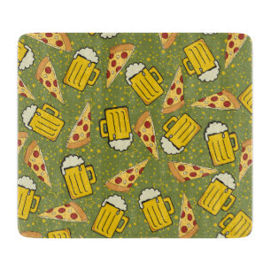 Bier und Pizza Muster Schneidebrett