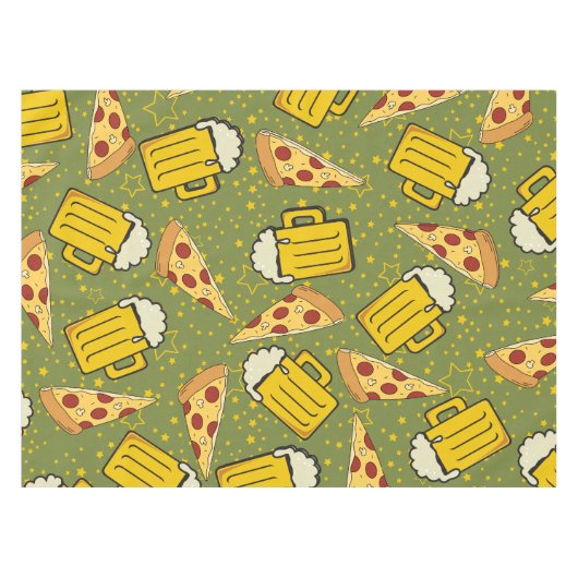 Bier und Pizza Muster Tischdecke (Vorderseite (Horizontal))