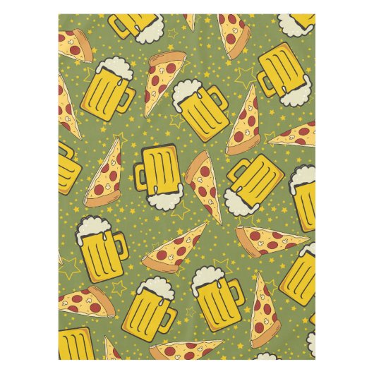 Bier und Pizza Muster Tischdecke (Vorderseite)