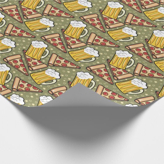 Bier und Pizza Wrapping Paper Geschenkpapier (Ecke)