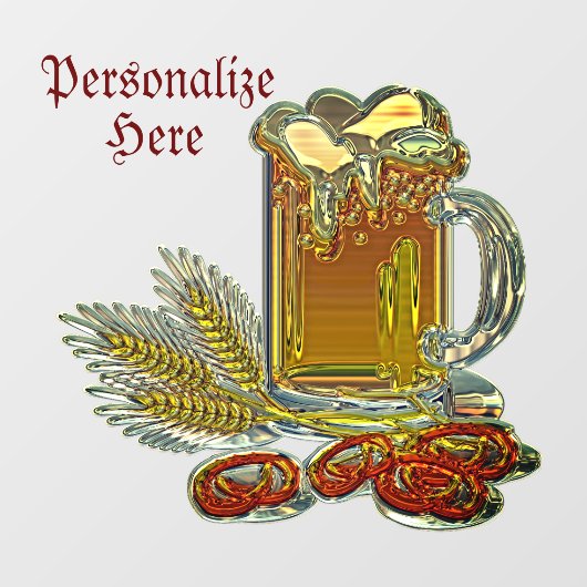 Bier und Salzbrezel Oktoberfest Pub Bar Fensteraufkleber (Blatt)