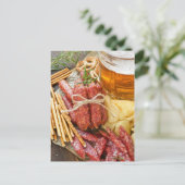 Bier und Snacks Postkarte (Stehend Vorderseite)