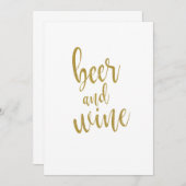 Bier und Wein Gold Glitzer Erschwingliches Zeichen Einladung (Vorne/Hinten)